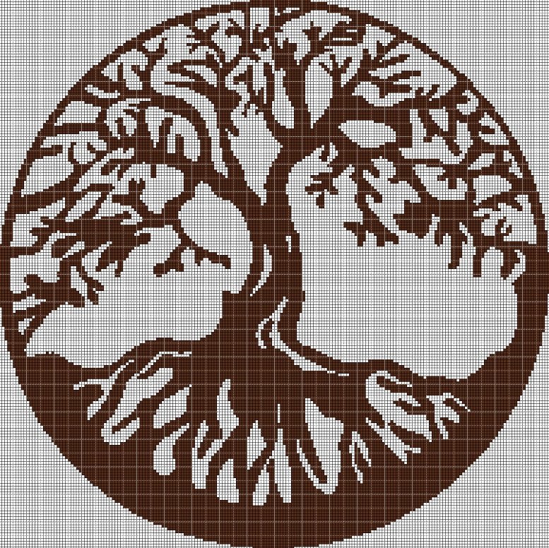 Tree silhouette cross stitch pattern in pdf