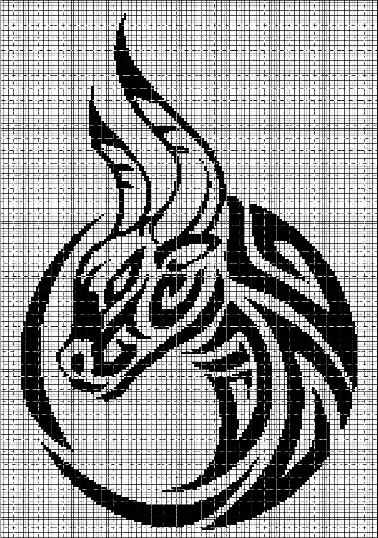 Tribal bull head silhouette cross stitch pattern in pdf