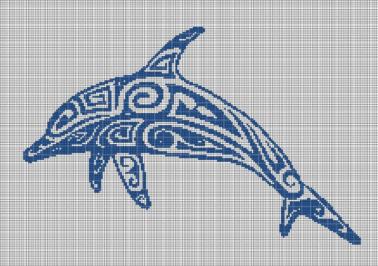 Tribal Dolphin 2 silhouette cross stitch pattern in pdf