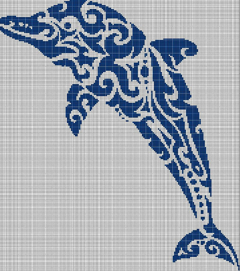 Tribal Dolphin 3 silhouette cross stitch pattern in pdf