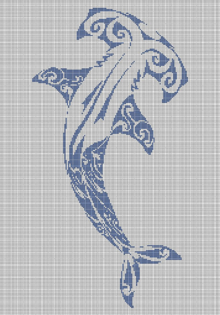 Tribal Hammerhead 2 silhouette cross stitch pattern in pdf