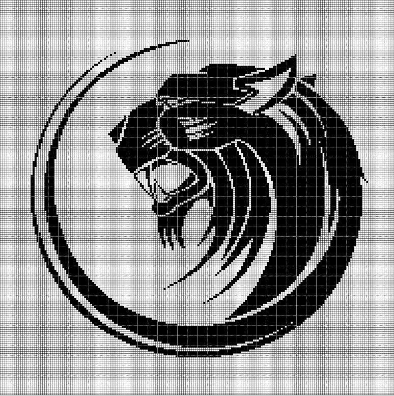 Tribal lion head silhouette cross stitch pattern in pdf