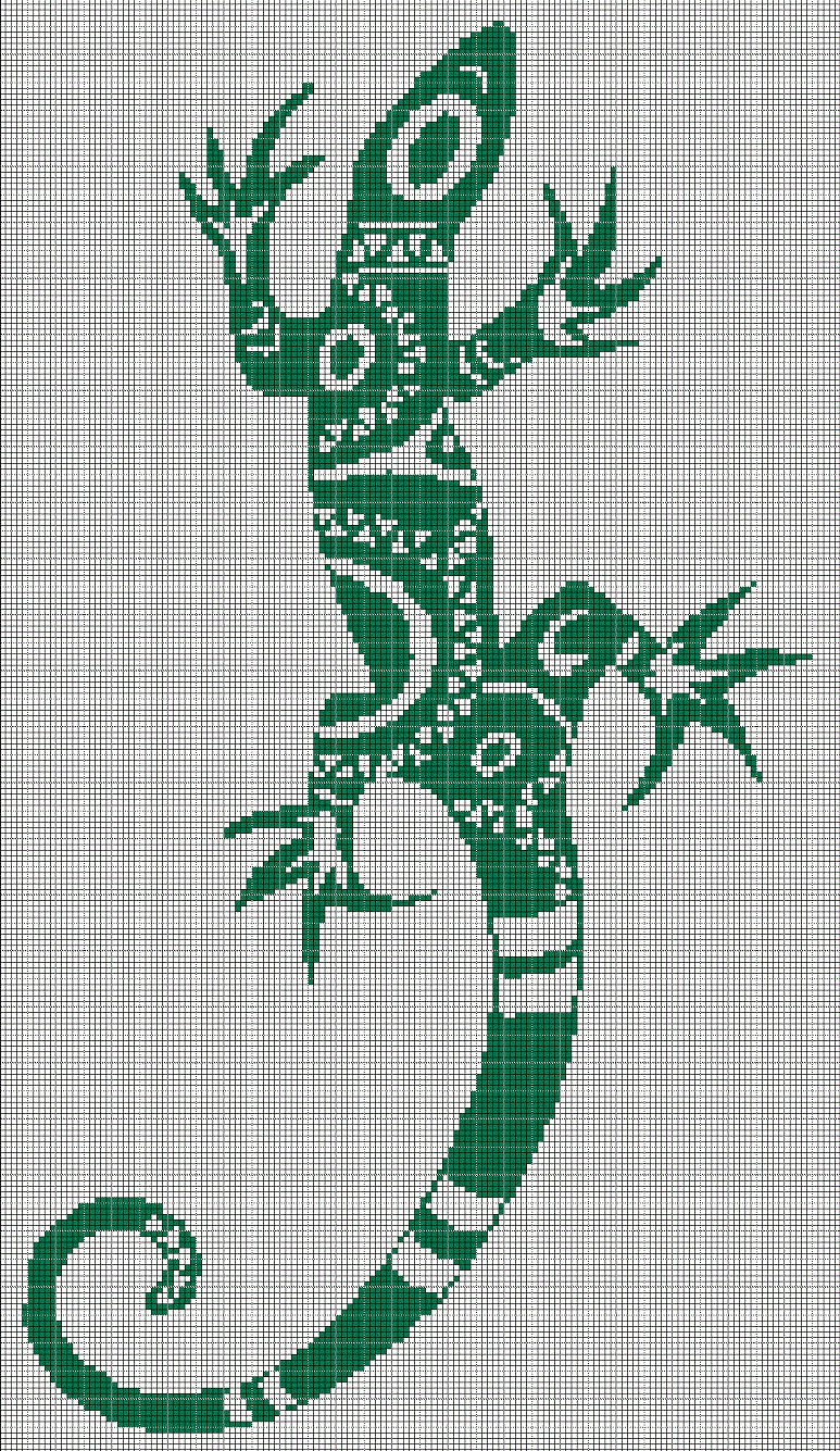 Tribal lizard 2 silhouette cross stitch pattern in pdf