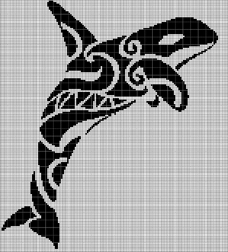 Tribal Orca silhouette cross stitch pattern in pdf