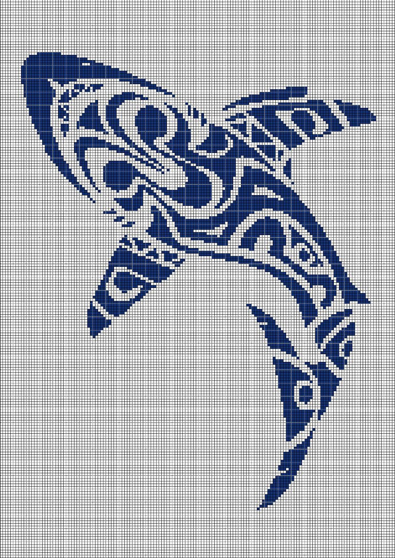 Tribal shark silhouette cross stitch pattern in pdf