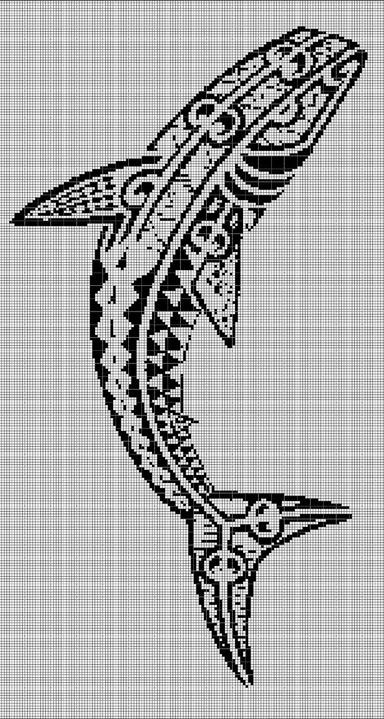 Tribal shark 2 silhouette cross stitch pattern in pdf