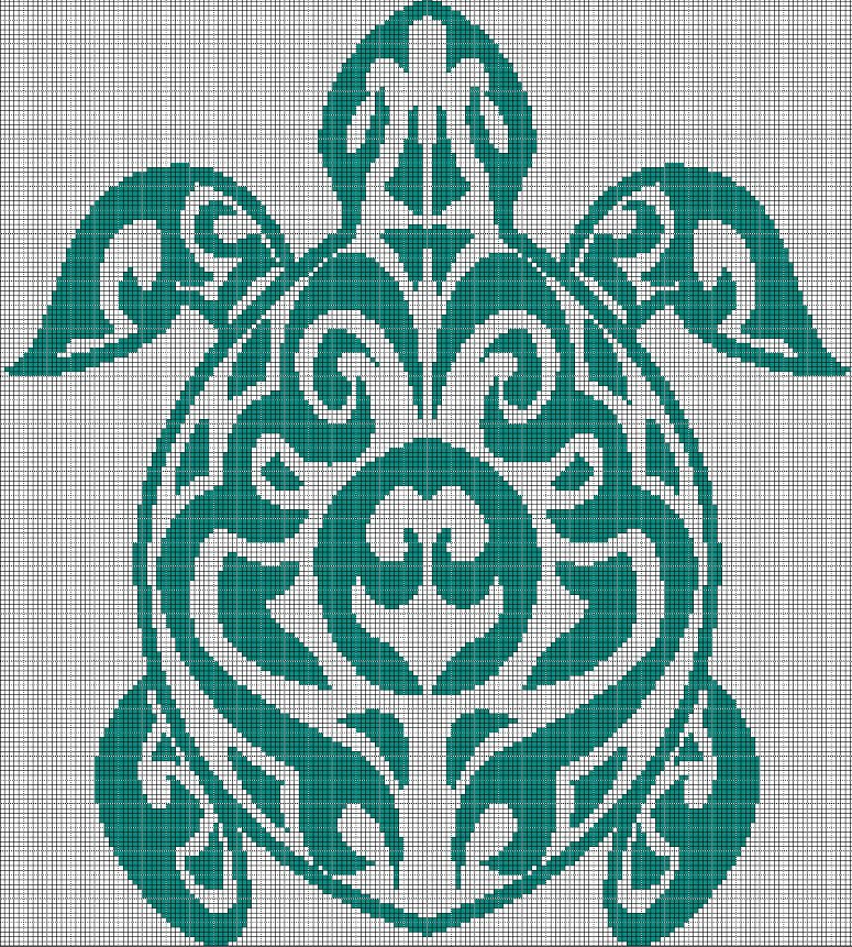 Tribal turtle 3 silhouette cross stitch pattern in pdf