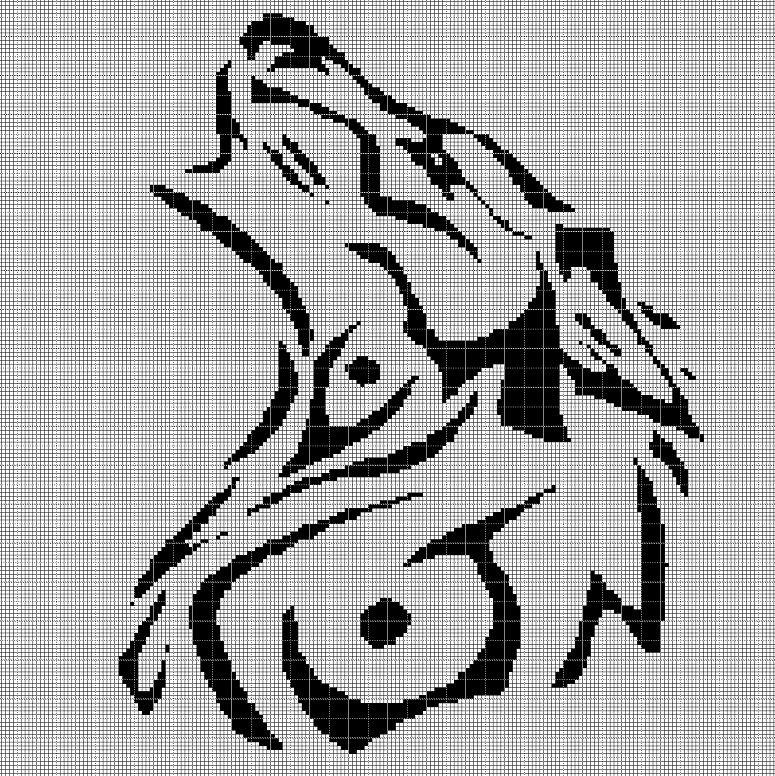 Tribal wolf head 4 silhouette cross stitch pattern in pdf