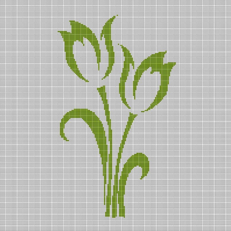 Tulips silhouette cross stitch pattern in pdf