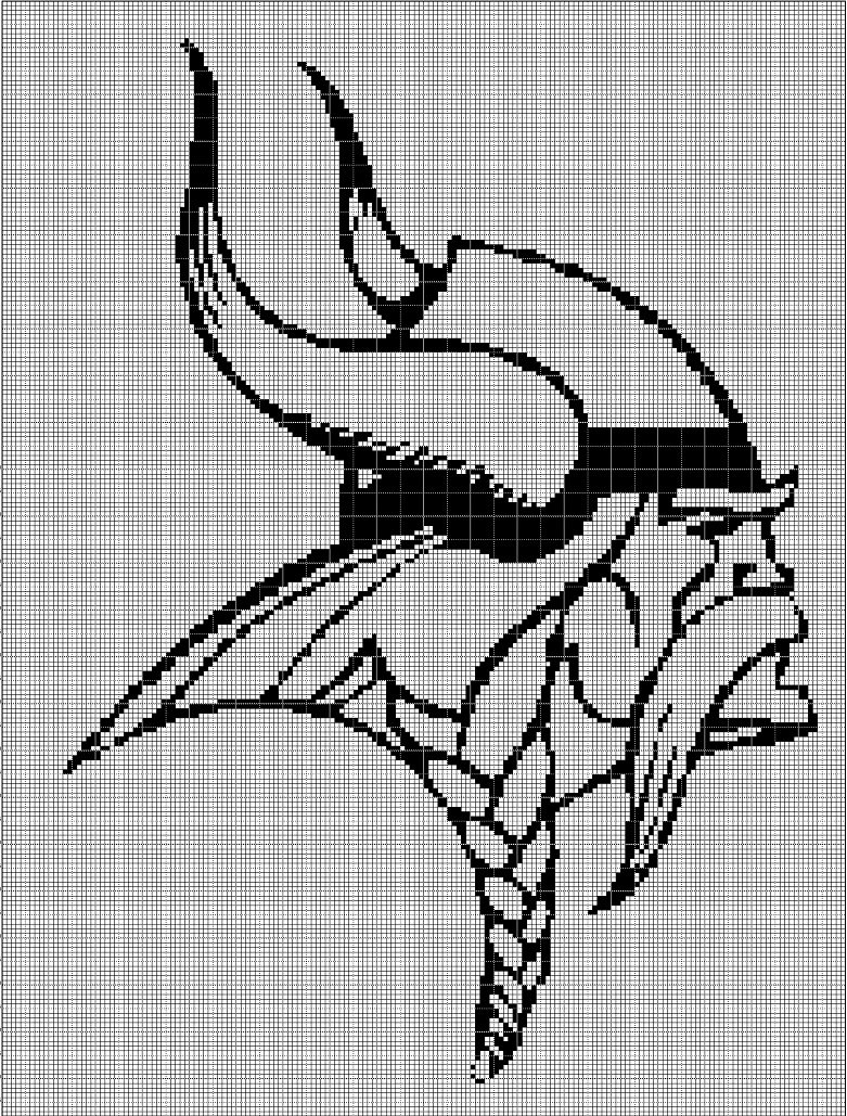 Viking head 2 silhouette cross stitch pattern in pdf