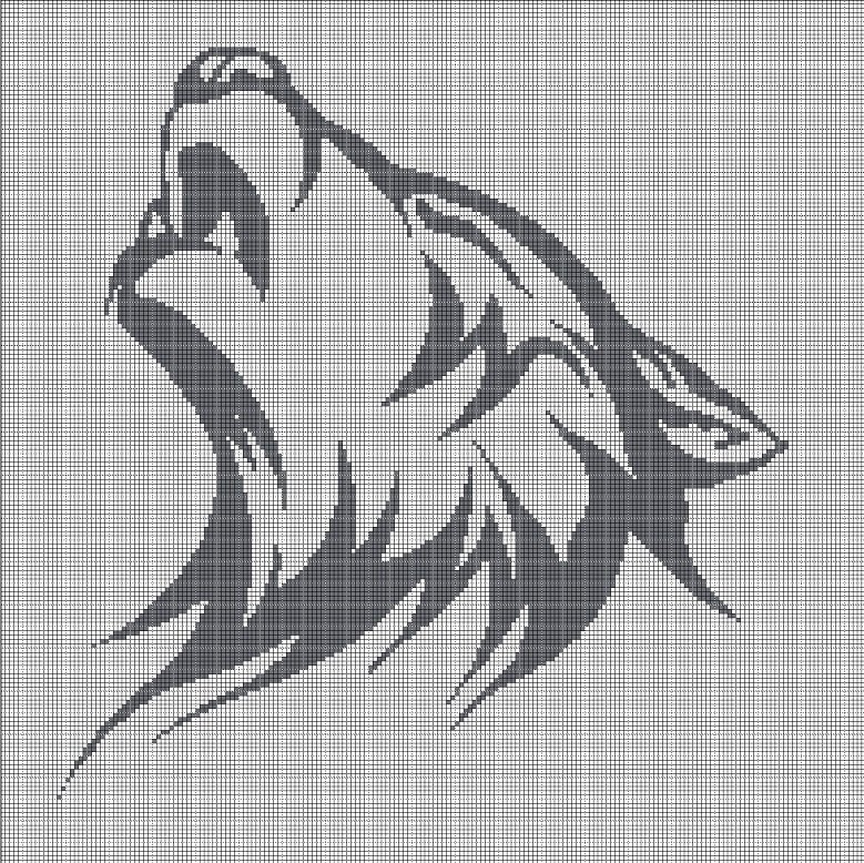 Wolf head 2 silhouette cross stitch pattern in pdf