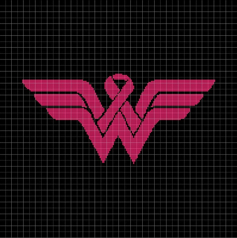 Wonder woman symbol silhouette cross stitch pattern in pdf