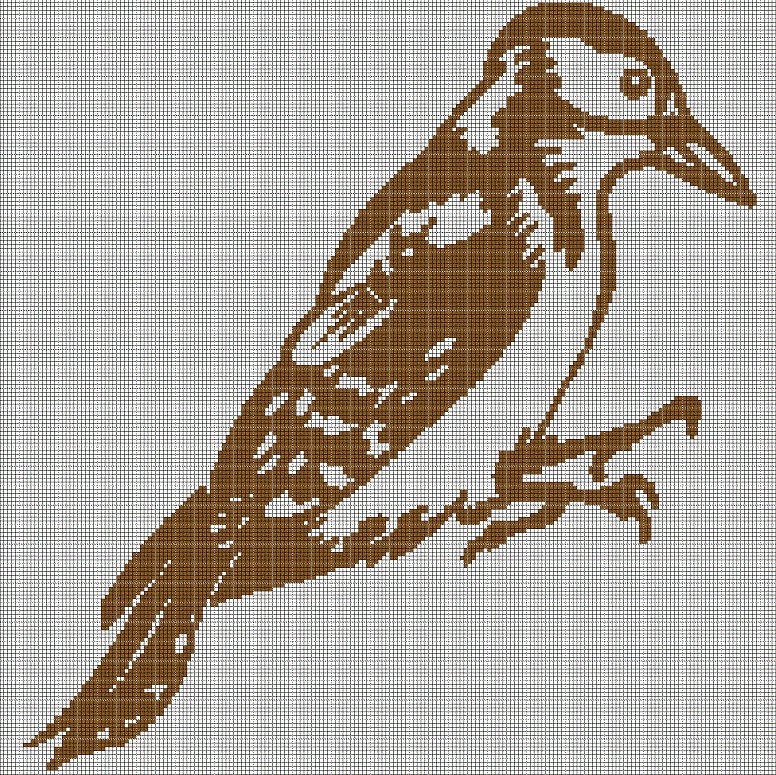 Woodpecker silhouette cross stitch pattern in pdf