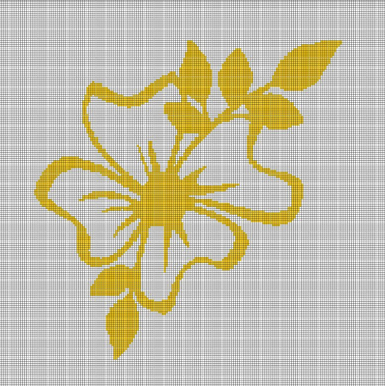 Yellow flower silhouette cross stitch pattern in pdf