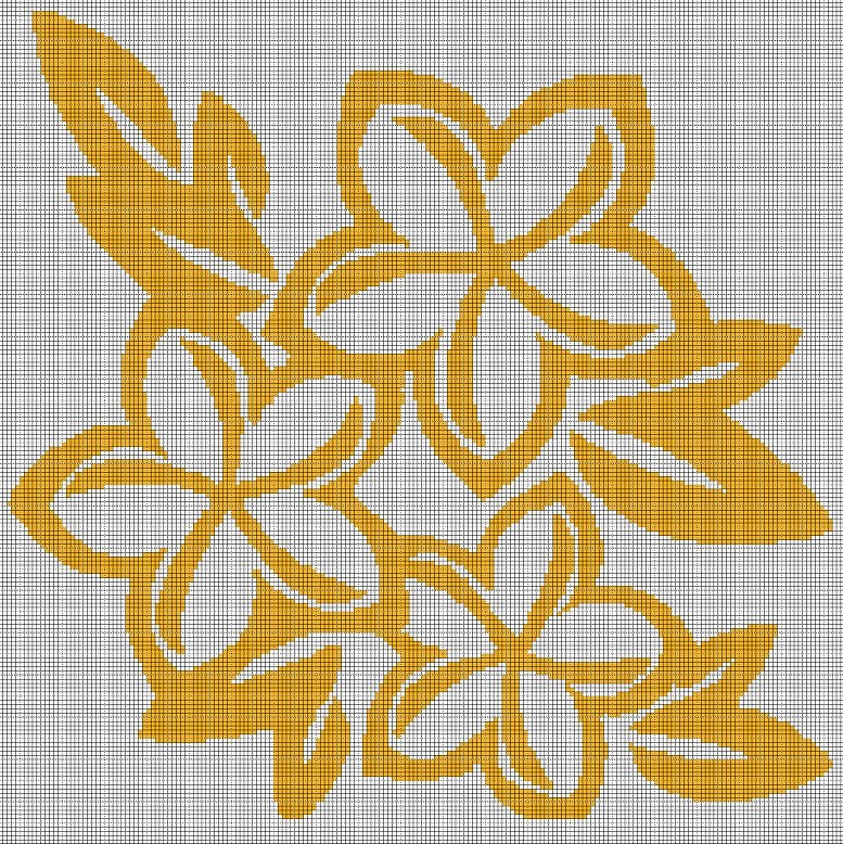 Yellow flowers silhouette cross stitch pattern in pdf