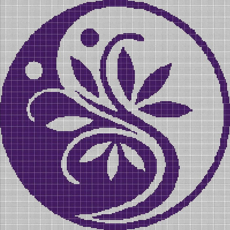 Yin Yang Flower 2 silhouette cross stitch pattern in pdf
