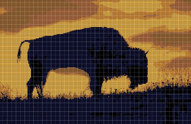 Bison silhouette cross stitch pattern in pdf