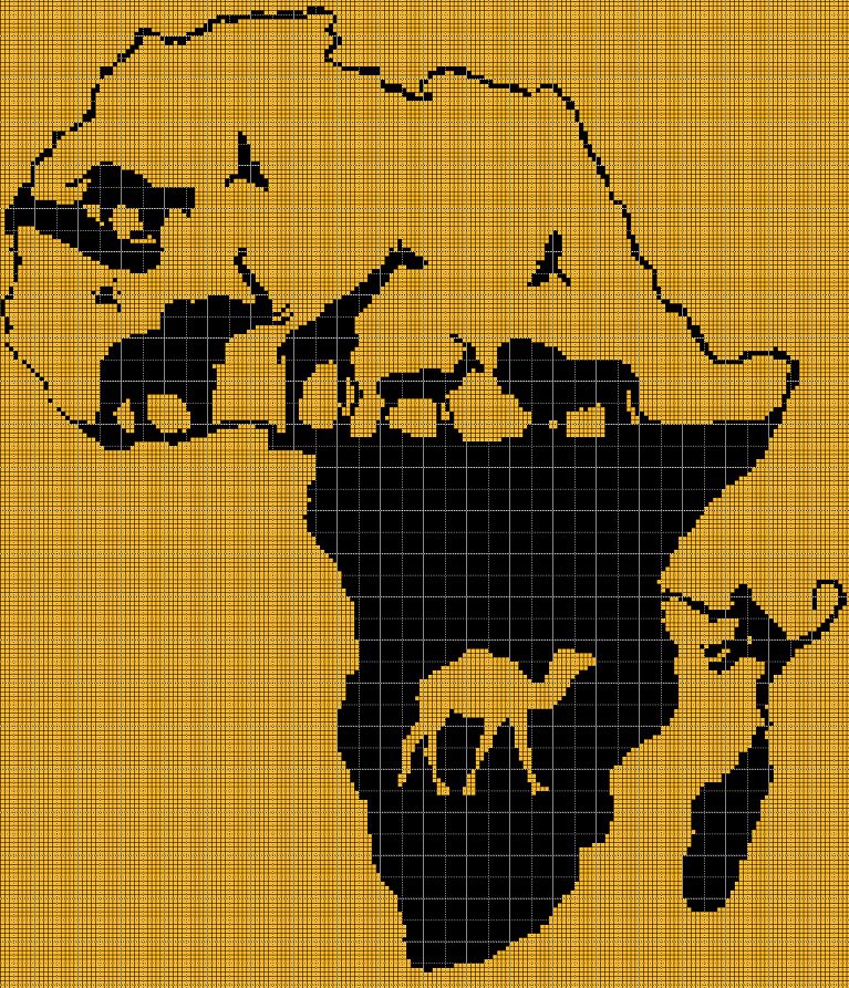 Afrika 3 silhouette cross stitch pattern in pdf