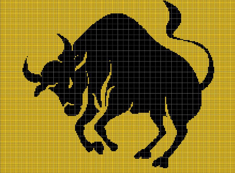 The Bull 3 silhouette cross stitch pattern in pdf