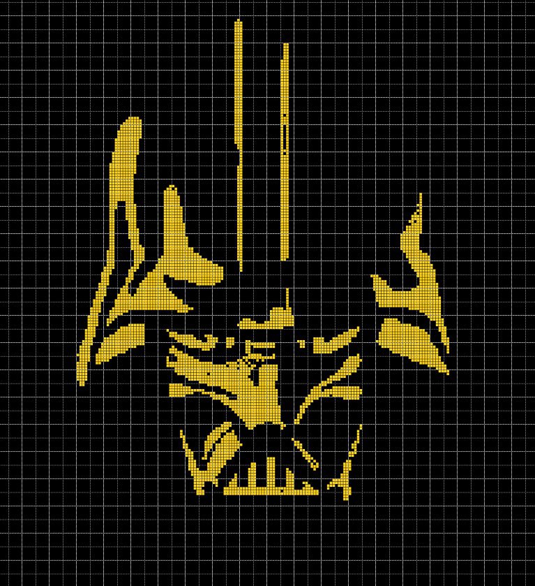 Darth Vader silhouette cross stitch pattern in pdf