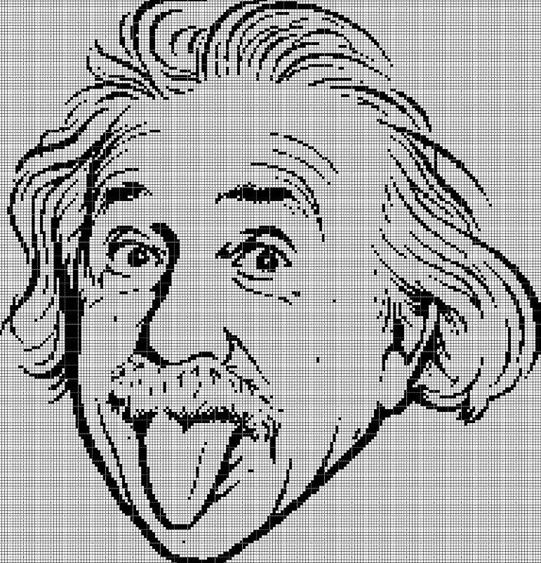 Albert Einstein silhouette cross stitch pattern in pdf