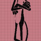 Pink panther silhouette cross stitch pattern in pdf