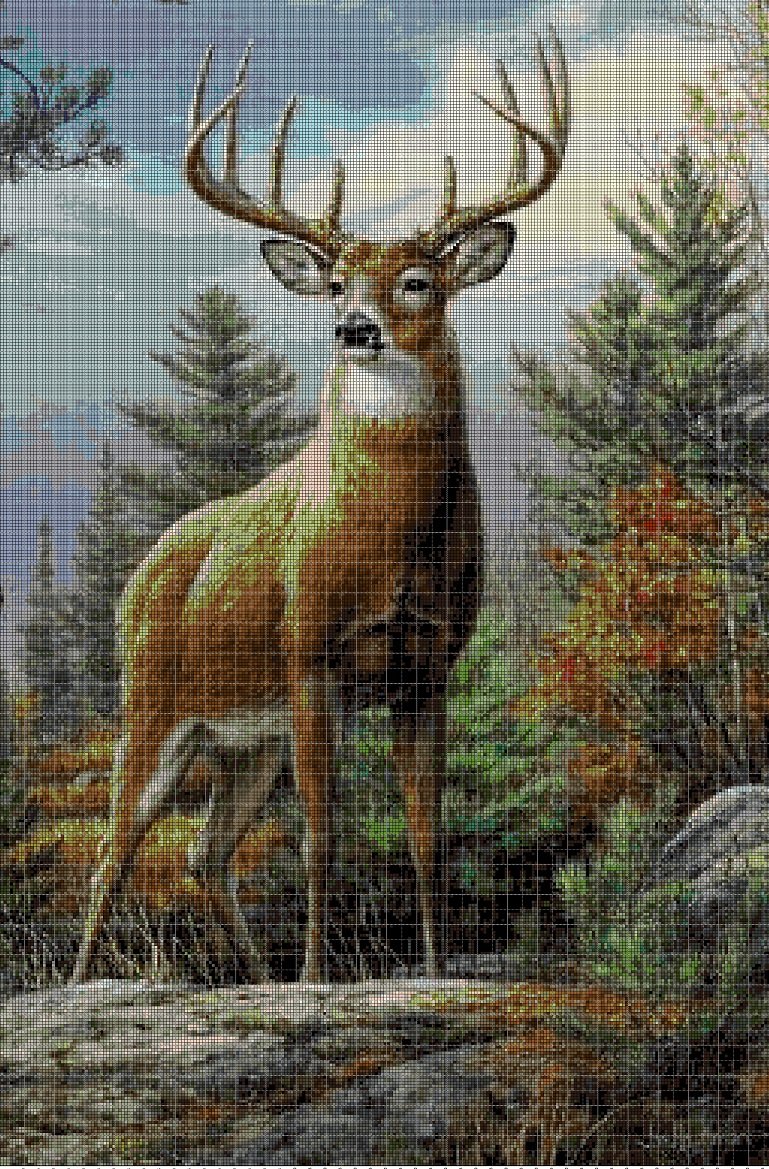Deer 3 DMC cross stitch pattern in pdf DMC
