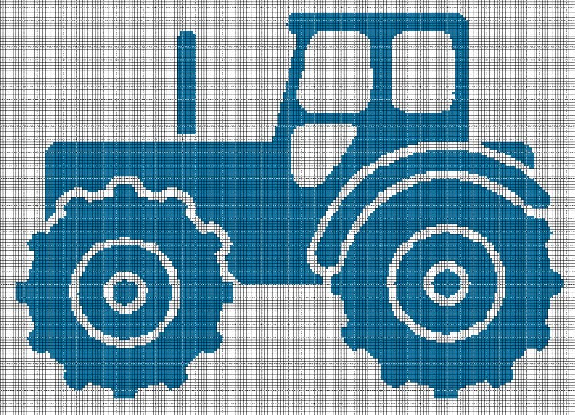 Tractor silhouette cross stitch pattern in pdf