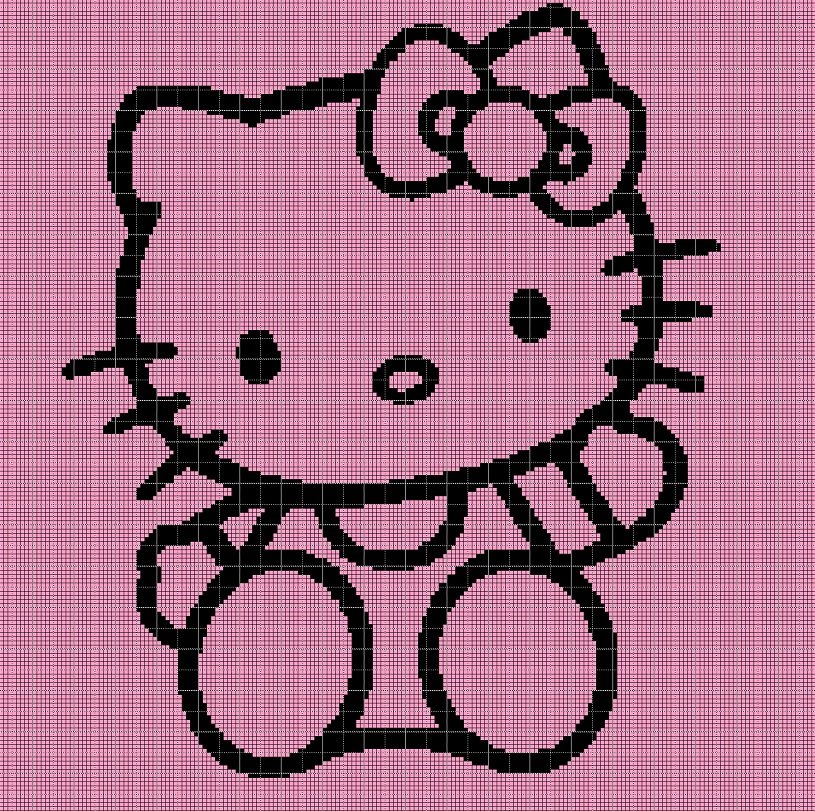Hello Kitty  silhouette cross stitch pattern in pdf