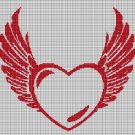 Heart with Wings  silhouette cross stitch pattern in pdf