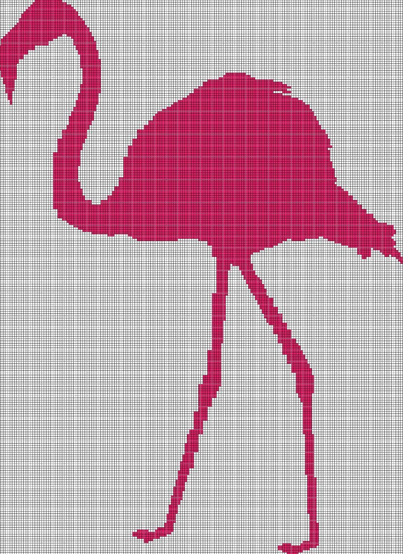 Flamingo  silhouette cross stitch pattern in pdf
