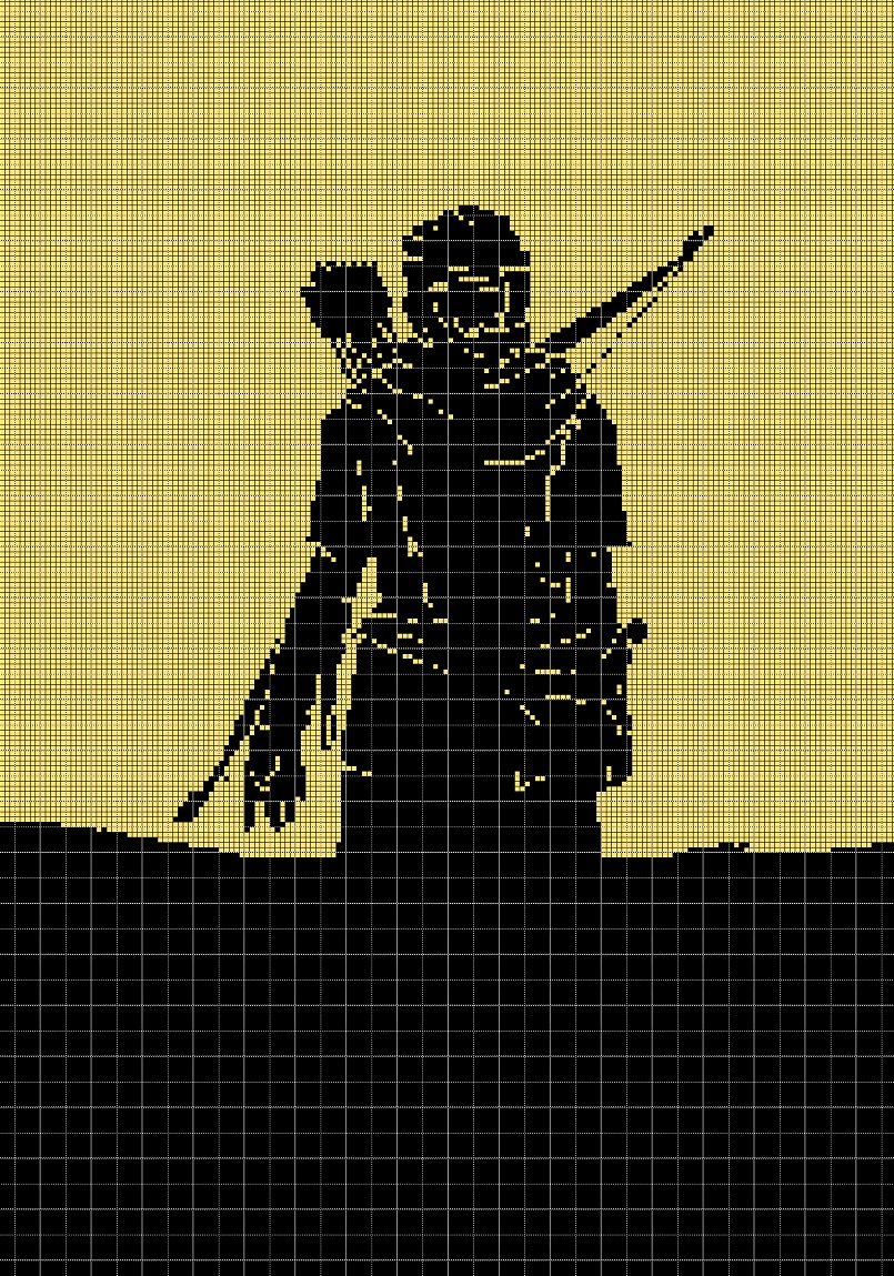 Desert warrior  silhouette cross stitch pattern in pdf
