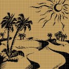 Desert oasis  silhouette cross stitch pattern in pdf