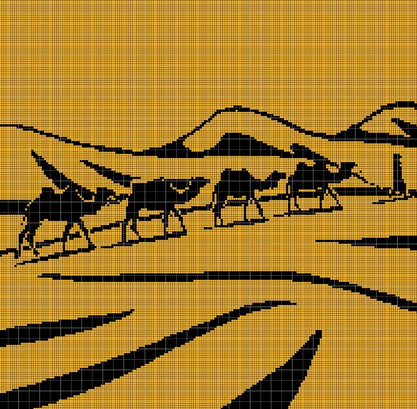 Desert camel  silhouette cross stitch pattern in pdf
