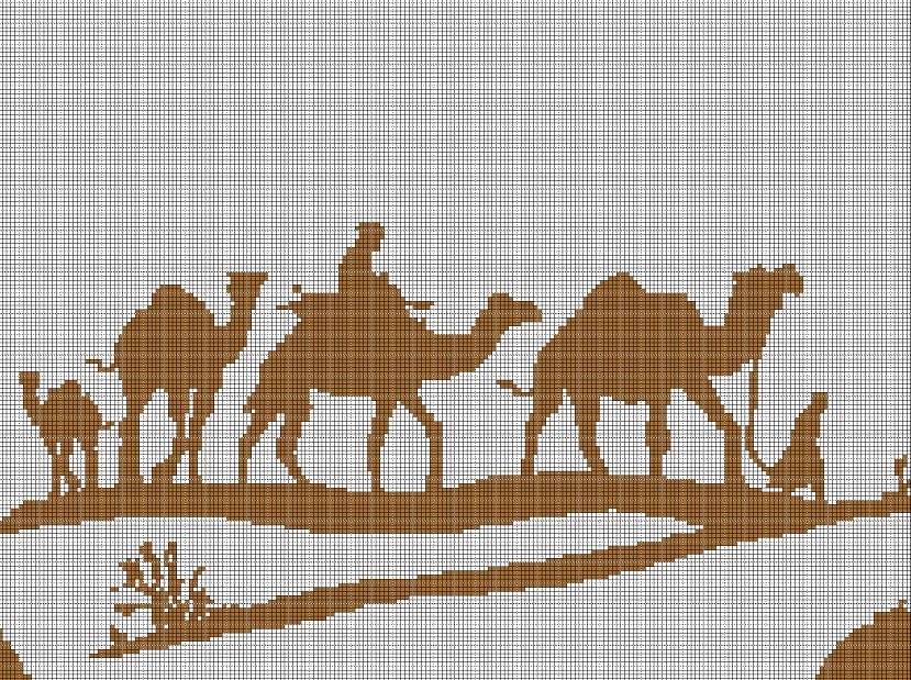 Desert  silhouette cross stitch pattern in pdf