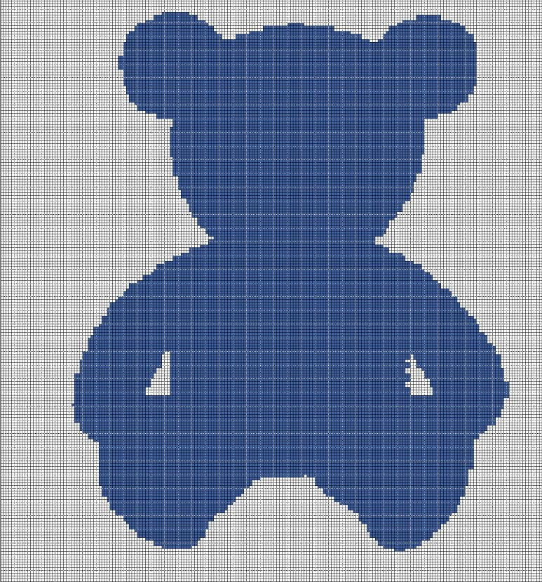 Blue Teddy bear silhouette cross stitch pattern in pdf