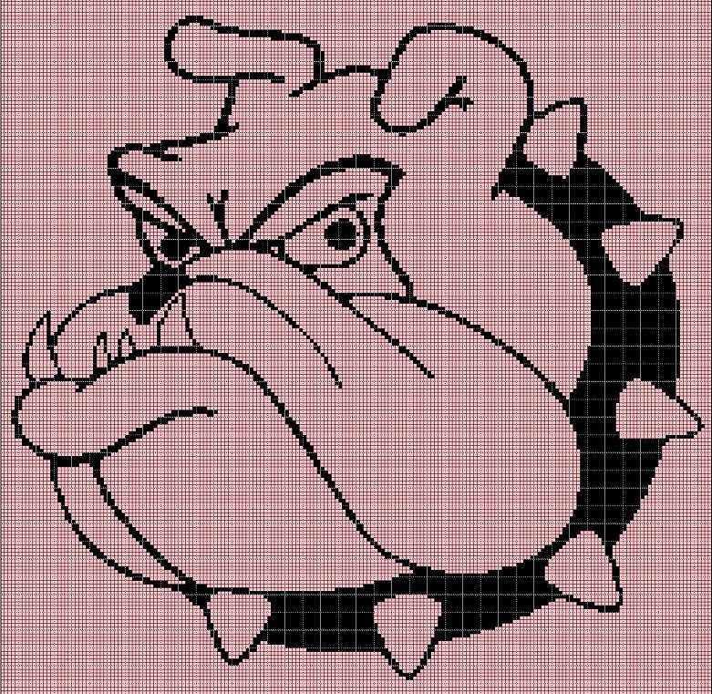 Bulldog silhouette cross stitch pattern in pdf