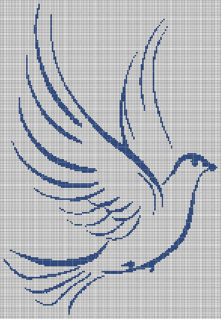 Dove of peace silhouette cross stitch pattern in pdf