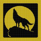Howling wolf silhouette cross stitch pattern in pdf