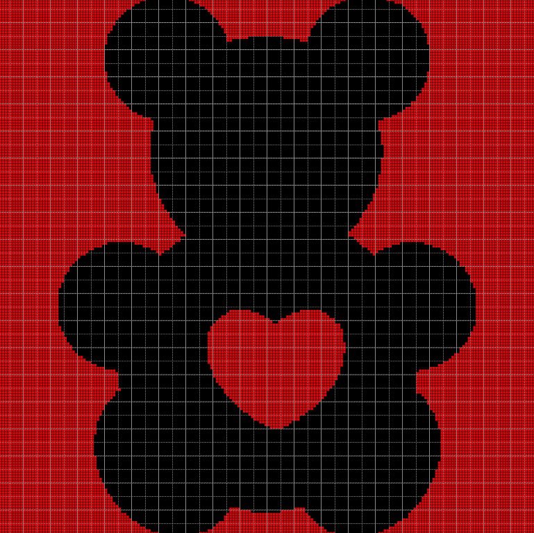 Love Teddy bear silhouette cross stitch pattern in pdf