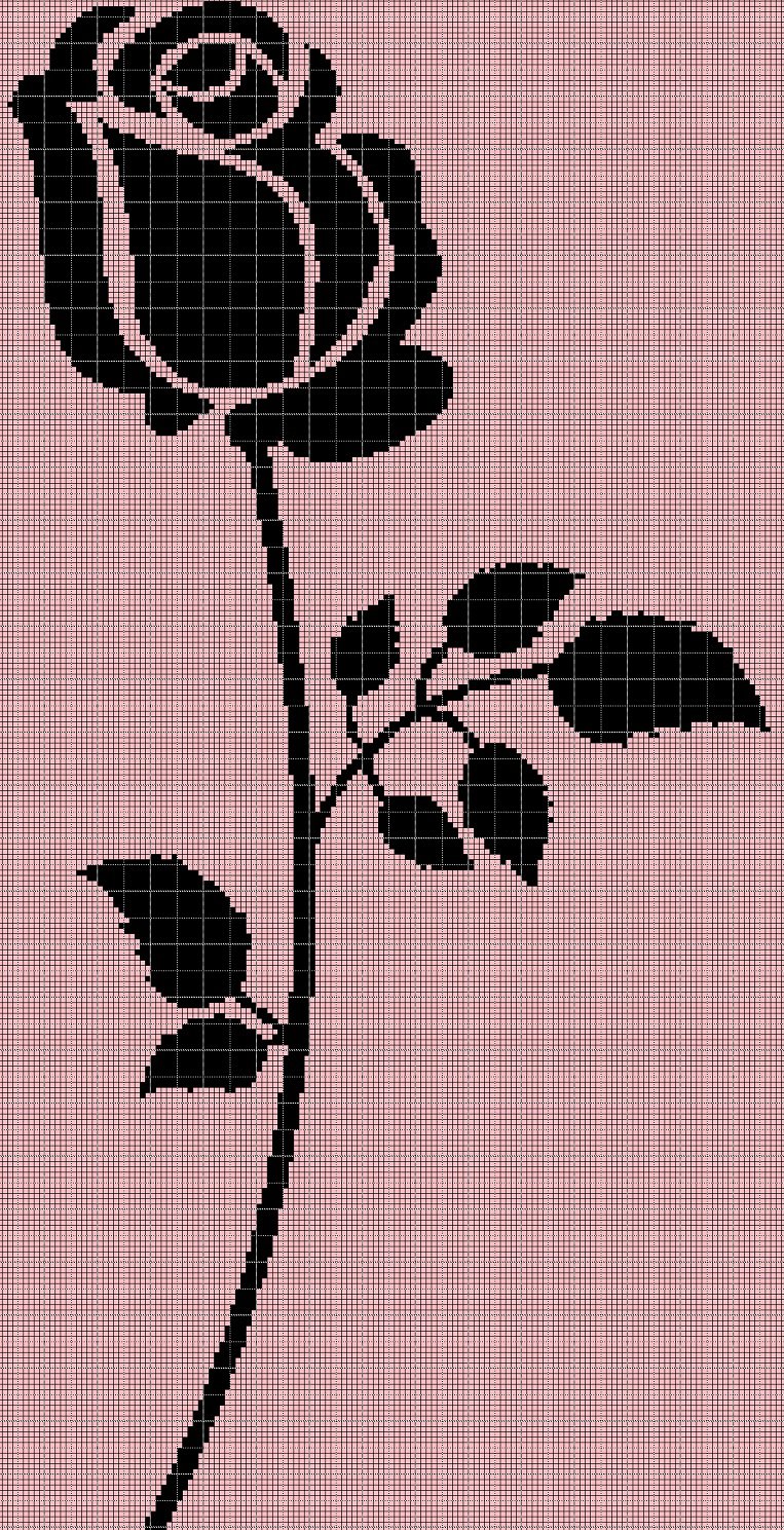 ROSE silhouette cross stitch pattern in pdf