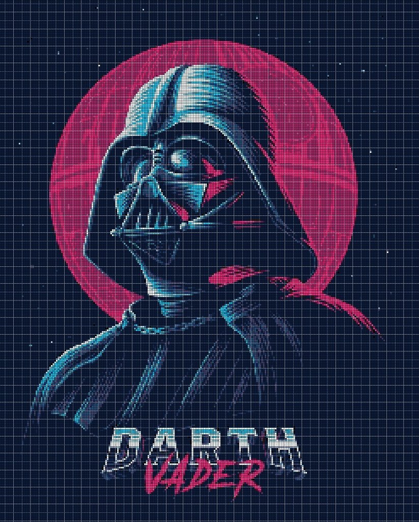 3 Darth Vader cross stitch pattern in pdf DMC