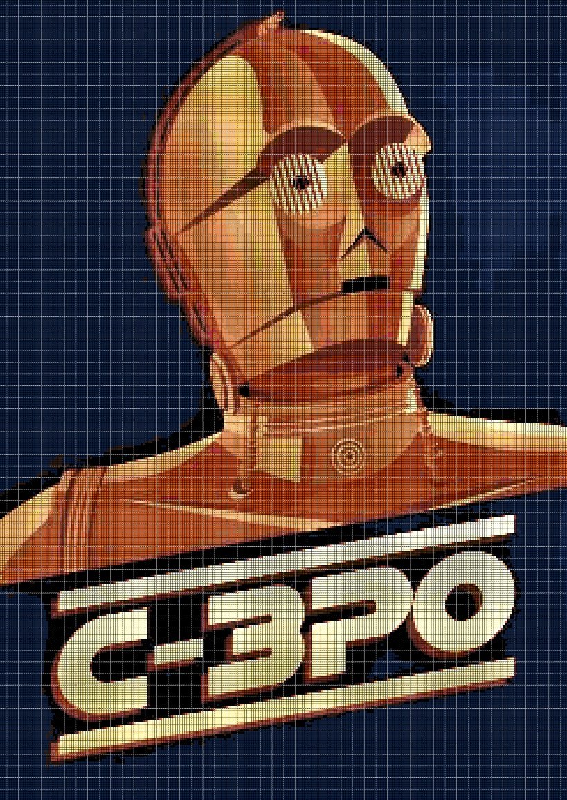 C-3PO cross stitch pattern in pdf DMC