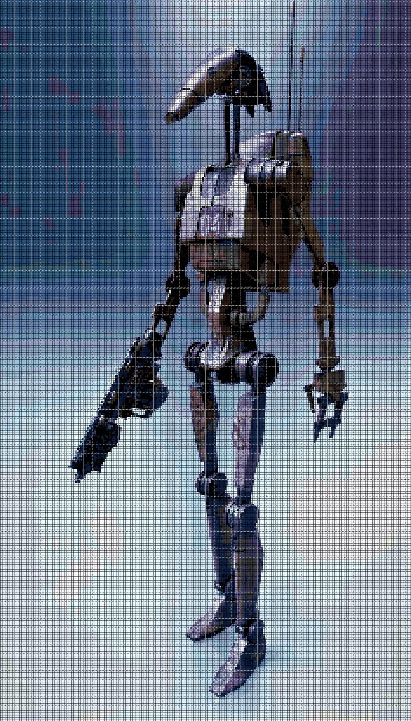 Battle droid cross stitch pattern in pdf DMC