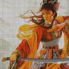 Warrior woman cross stitch pattern in pdf DMC