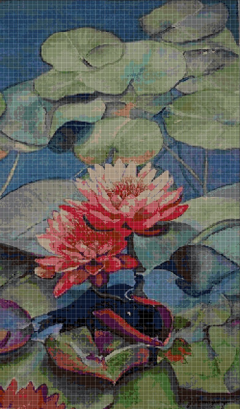 Water lily 2 cross stitch pattern in pdf DMC