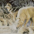 Wolves in winter 4 cross stitch pattern in pdf DMC