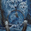 Wolves with dream catchers cross stitch pattern in pdf DMC