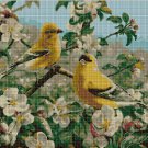 Yellow birds cross stitch pattern in pdf DMC