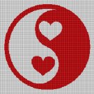 Yin-yang heart silhouette cross stitch pattern in pdf
